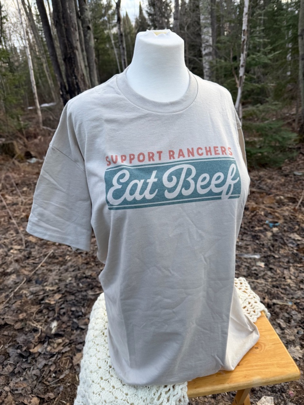 Multiple sizes Support Ranchers "Eat Beef" Graphic Tee - Cream